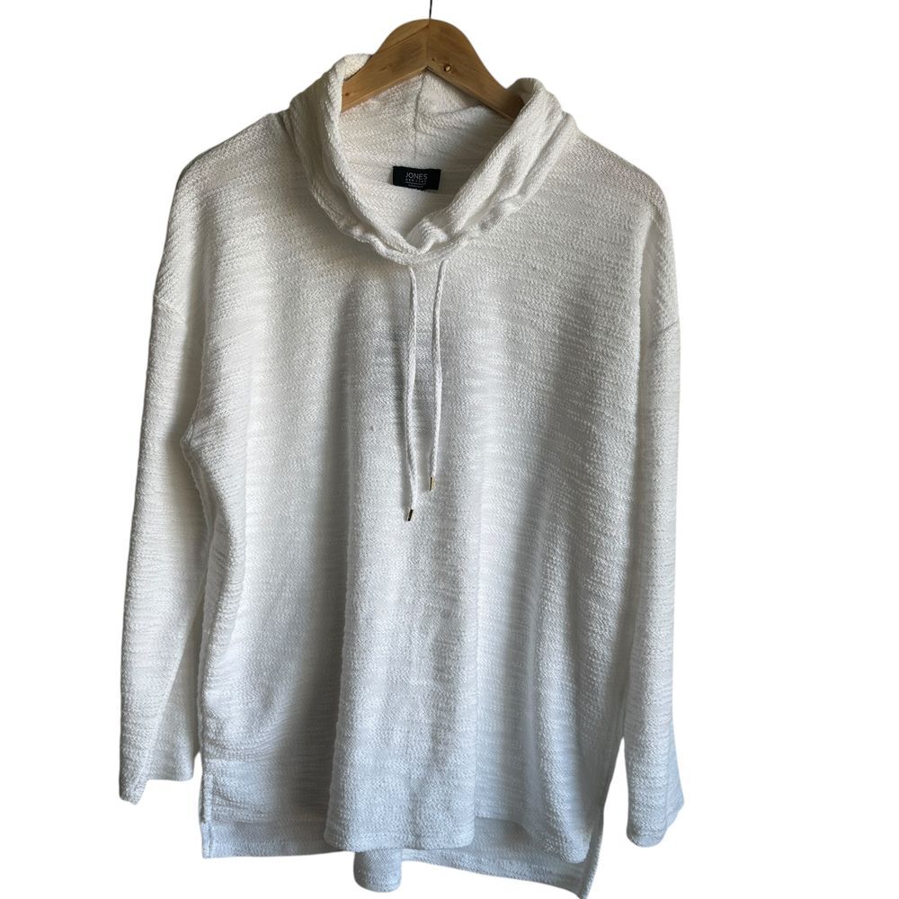 Jones New York White Sweater Cowl Neck Pullover Lightweight Large NWT Comfy